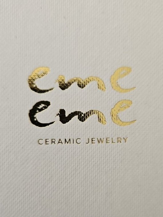 eme eme gold-foiled ceramic jewelry box, logo eme over eme